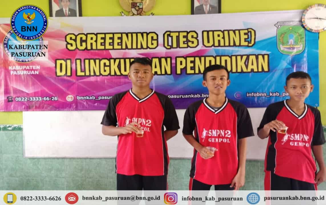 Screening (Tes Urine) di lingkungan Pendidikan SMPN 2 Gempol