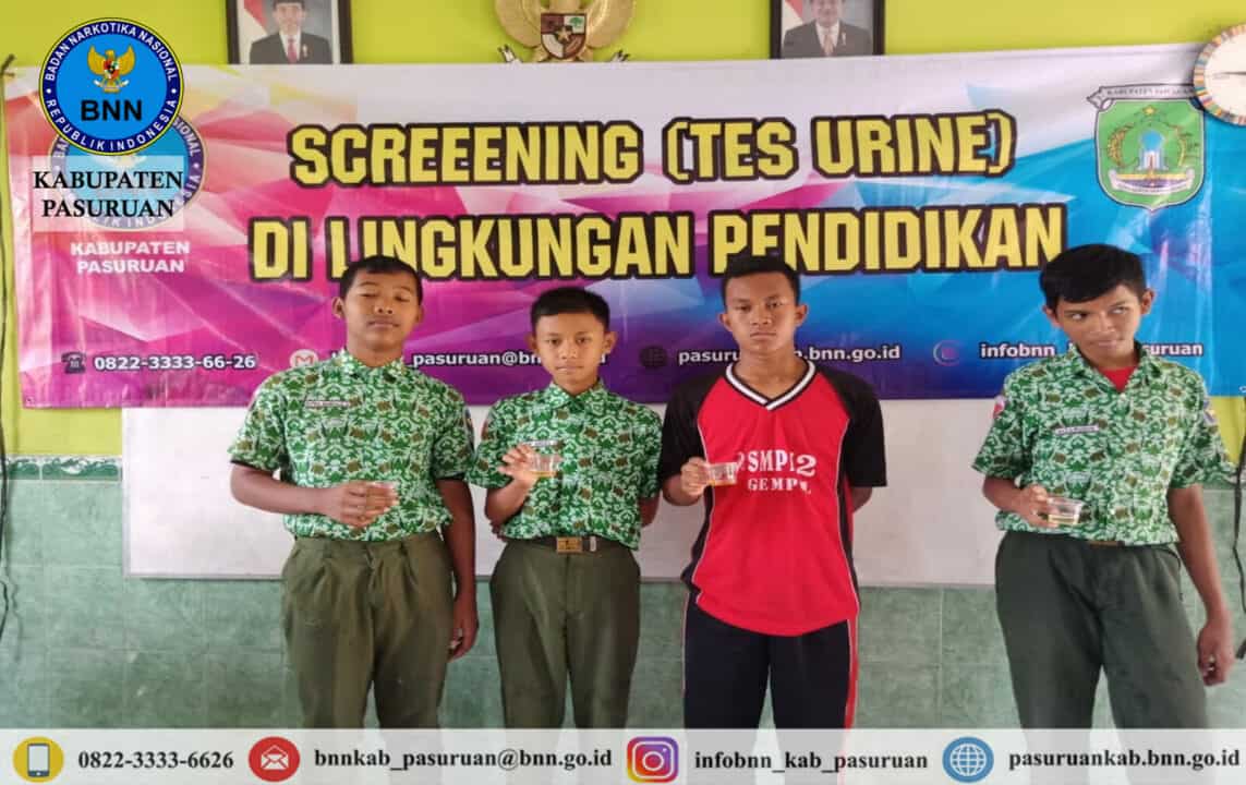Screening (Tes Urine) di lingkungan Pendidikan SMPN 2 Gempol