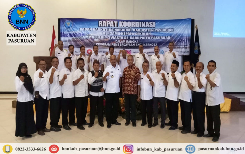 Rapat Koordinasi Badan Narkotika Nasional Kabupaten Pasuruan Bersama Kepala Sekolah SMP Negeri se-Kabupaten Pasuruan Dalam Rangka Program Pemberdayaan Masyarakat Anti Narkoba