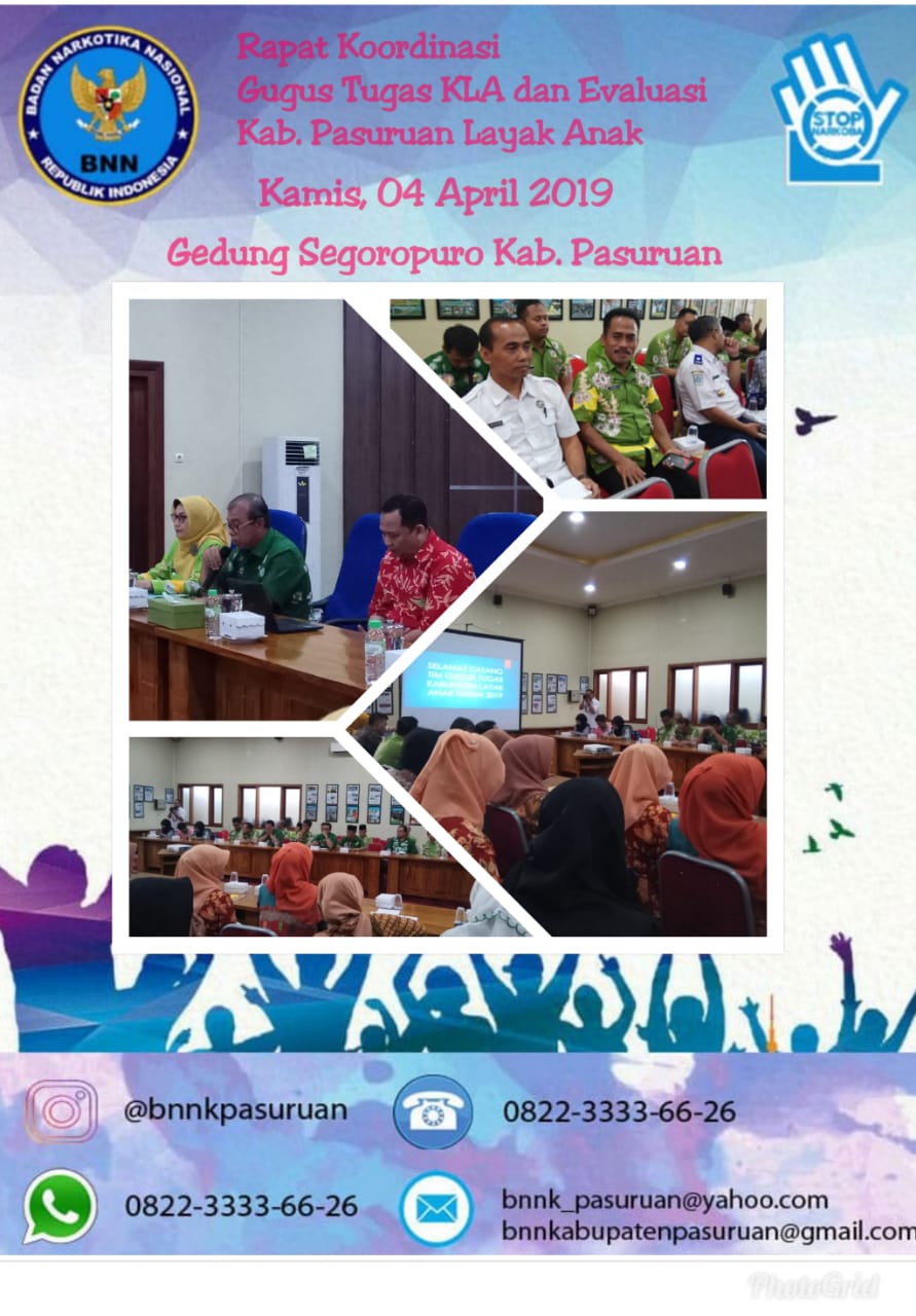 Koordinasi Gugus Tugas KLA Dalam Rangka Evaluasi Kabupaten Pasuruan Layak Anak Tahun 2019 Koordinasi Gugus Tugas KLA Dalam Rangka Evaluasi Kabupaten Pasuruan Layak Anak Tahun 2019