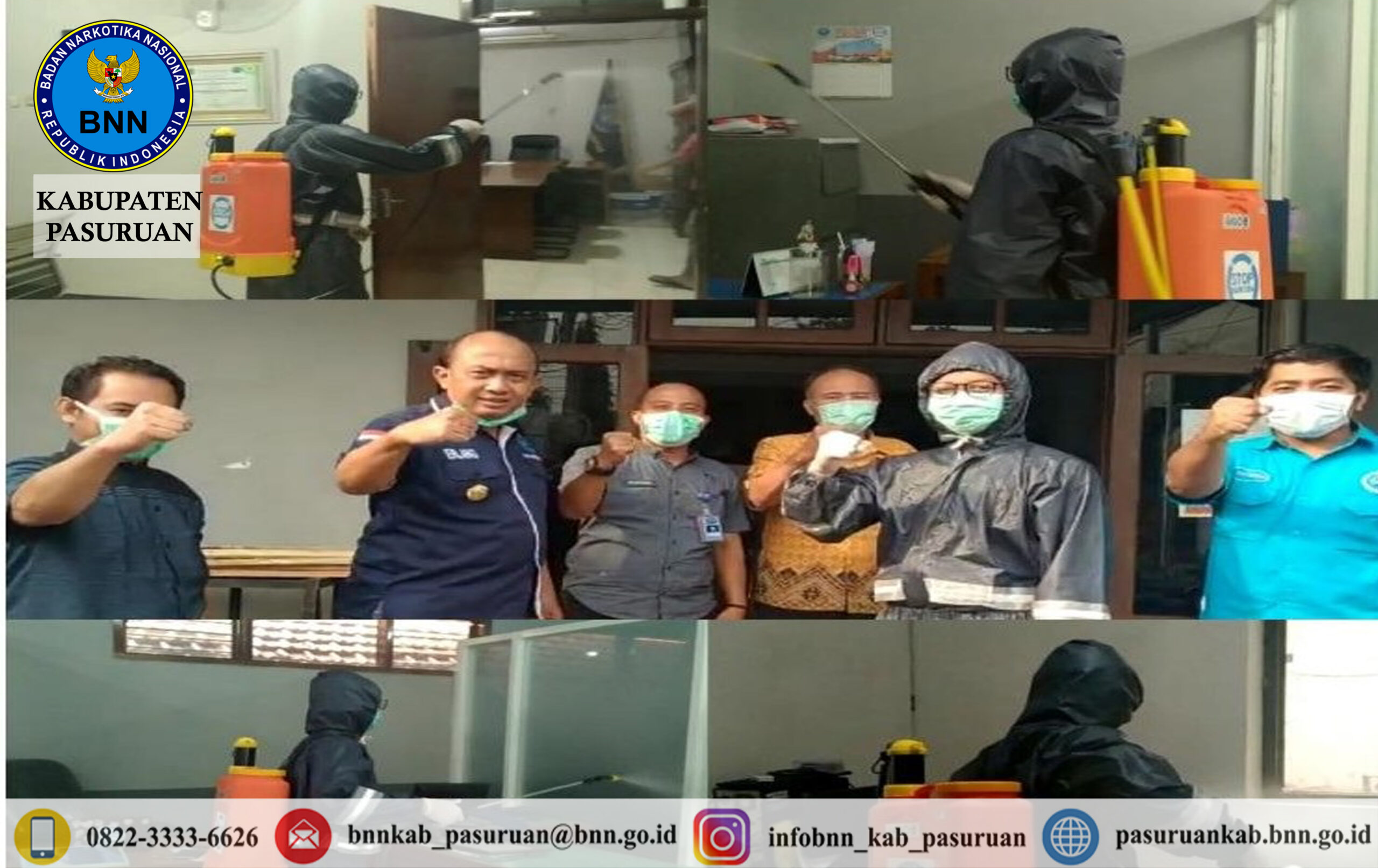 Cegah Covid - 19 BNN Kabupaten Pasuruan Semprot Area Kantor dan Rumah Anggota Menggunakan Desinfektan Cegah Covid - 19 BNN Kabupaten Pasuruan Semprot Area Kantor dan Rumah Anggota Menggunakan Desinfektan
